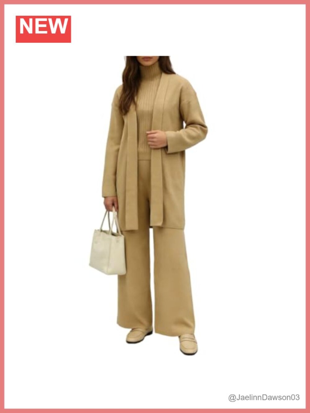 Womens 3 Piece Lounge Set Knit Duster Cardigan Tank Joggers Matching Set